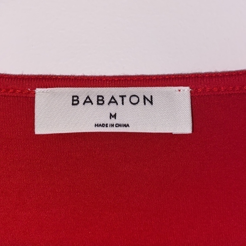 ARITZIA Babaton Jeronimo Long sleeves cropped top tied knot Red Size M - Picture 3 of 9